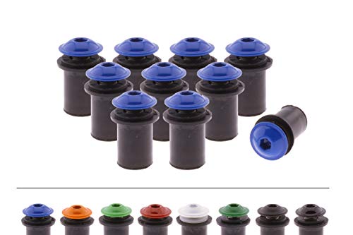 Screws4Bikes | 10x Verkleidungsschrauben M5x16 mit Gummimuttern für Motorrad | blau | Edelstahlschrauben | für Windschild, Scheibe und Verkleidung von Screws4Bikes