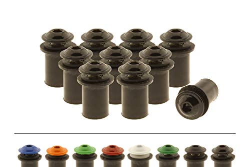 Screws4Bikes | 10x Verkleidungsschrauben M6x16 mit Gummimuttern für Motorrad | schwarz | Edelstahlschrauben | für Windschild, Scheibe und Verkleidung von Screws4Bikes