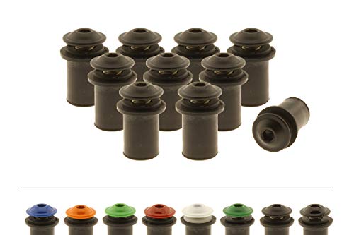 Screws4Bikes | 10x Verkleidungsschrauben M6x16 mit Gummimuttern für Motorrad | schwarz matt | Edelstahlschrauben | für Windschild, Scheibe und Verkleidung von Screws4Bikes