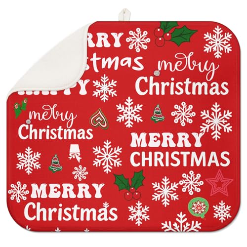 Rote Weihnachts-Trockenmatte für Küchentheke, 40,6 x 45,7 cm, Weihnachtsgeschirr-Abtropfmatte für Küchendekoration, rote Weihnachts-Trockenmatten für Zuhause, Theke, Abtropfmatten für Geschirr Rote Weihnachts-Trockenmatte für Küchentheke, 40,6 x 45,7 cm, Weihnachtsgeschirr-Abtropfmatte für Küchendekoration, rote Weihnachts-Trockenmatten für Zuhause, Theke, Abtropfmatten für Geschirr von Scritism