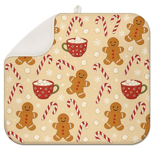 Weihnachtliche Abtropfmatte für Küchentheke, 40,6 x 45,7 cm, Lebkuchen-Abtropfmatte für Küchendekoration, Weihnachts-Trockenmatten für Zuhause, Theke, Abtropfmatten für Geschirr, Abtropfmatte Weihnachtliche Abtropfmatte für Küchentheke, 40,6 x 45,7 cm, Lebkuchen-Abtropfmatte für Küchendekoration, Weihnachts-Trockenmatten für Zuhause, Theke, Abtropfmatten für Geschirr, Abtropfmatte von Scritism