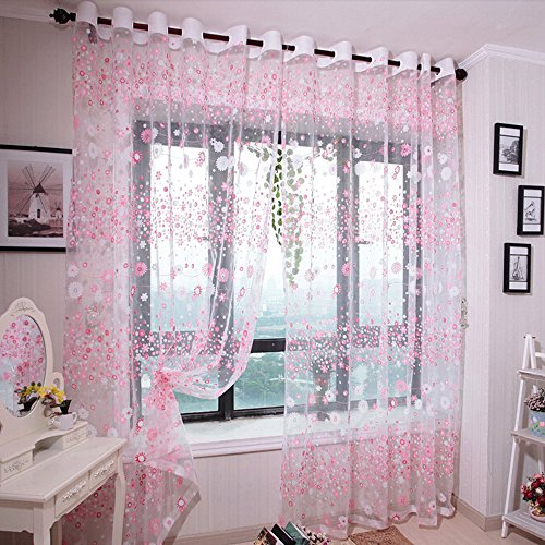 1 Stücke Jacquard Transparent Voile Vorhänge für Schlafzimmer Kinderzimmer für Fenster & Tür | Elegant Exquisit mit Ösen Waschbar Voile Gardinen geeignet für Vorhangstange-Durchzug | 200cm x 100cm von Scrolor