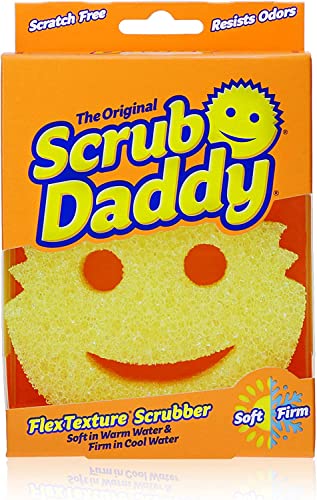 Scrub Daddy Original Spülschwamm, Reinigungsschwamm Smiley Form - Putzschwamm mit Texturveränderung, kratzfreier Schwamm Küche, Scheuerschwamm, Schmutzradierer, spülmaschinenfest - Gelb von Scrub Daddy