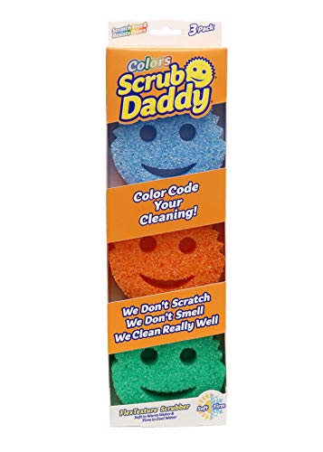 Scrub Daddy Colours Putzschwamm, Smiley Schwamm Küche 3-er Pack, Spülschwamm und Topfreiniger, Radierschwamm Schmutzradierer, Geruchsresistente Spülschwämme, Spülmaschinenfester Reinigungsschwamm von Scrub Daddy