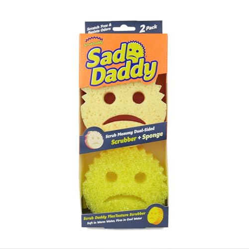 Scrub Daddy und Scrub Mommy Cranky Couple Spülschwamm - Reinigungsschwamm Gesicht Form, Texturveränderung, Kratzfreier Schwamm Küche, Schmutzradierer, Putzschwämme Spülmaschinenfest - 2er-Pack von Scrub Daddy