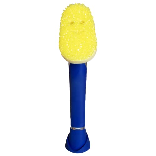 Scrub Daddy Dish Daddy Spülschwamm mit Spülmittelspender - Innovative Haushalt Flaschenbürste mit auswechselbarem Kopf - Temperaturempfindlicher Schwamm für sanfte und kraftvolle Reinigung - Blau von Scrub Daddy