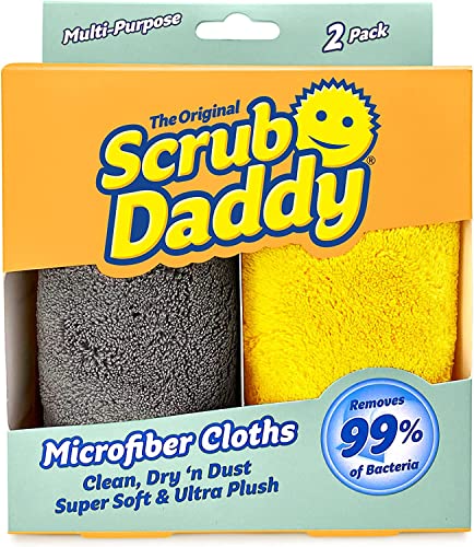 Scrub Daddy Mikrofasertücher – Allzweck-Mikrofaser-Handtücher, superweich und ultraweich, enthält graue und gelbe Reinigungstücher, 2 Stück von Scrub Daddy