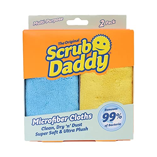 Scrub Daddy Mikrofasertücher Putztücher im Doppelpack, Einheitsgröße, Autopflege - Waschbarer Spüllappen - Polieren, Blau, Gelb, SDMICRO von Scrub Daddy