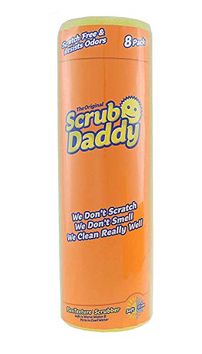 Scrub Daddy Original Spülschwamm, Reinigungsschwamm Gesicht Form - Texturveränderung, Kratzfreier Schwamm Küche, Radierschwamm Schmutzradierer, Putzschwämme Spülmaschinenfest - 8er-Pack Gelb von Scrub Daddy