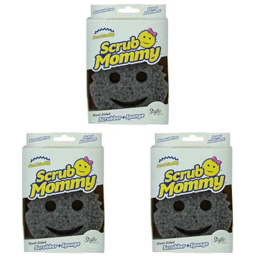 Scrub Daddy Scrub Mommy Putzschwamm, Topfreiniger Küchenschwämme, Putzmittel mit Texturveränderung, kratzfreier Spülschwamm, geruchsresistenter Smiley Schwamm, Geschirrschwamm - 1er Style von Scrub Daddy