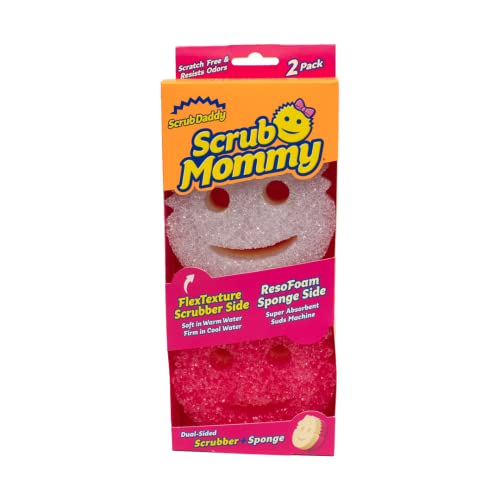 Scrub Daddy Scrub Mommy Putzschwamm, Topfreiniger Küchenschwämme, Putzmittel mit Texturveränderung, kratzfreier Spülschwamm, geruchsresistenter Smiley Schwamm, Geschirrschwamm - 2er Pack Rosa/Violet von Scrub Daddy