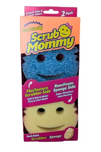 Scrub Daddy Scrub Mommy Putzschwamm, Topfreiniger Küchenschwämme, Putzmittel mit Texturveränderung, kratzfreier Spülschwamm, geruchsresistenter Smiley Schwamm, Geschirrschwamm - 2er Pack Blau Scrub Daddy Scrub Mommy Putzschwamm, Topfreiniger Küchenschwämme, Putzmittel mit Texturveränderung, kratzfreier Spülschwamm, geruchsresistenter Smiley Schwamm, Geschirrschwamm - 2er Pack Blau von Scrub Daddy