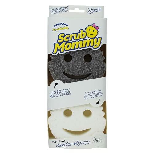 Scrub Daddy Scrub Mommy Putzschwamm, Topfreiniger Küchenschwämme, Putzmittel mit Texturveränderung, kratzfreier Spülschwamm, geruchsresistenter Smiley Schwamm, Geschirrschwamm - 2er Pack Grau von Scrub Daddy