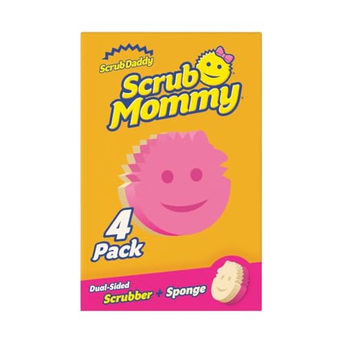 Scrub Daddy Scrub Mommy Putzschwamm, Topfreiniger Küchenschwämme, Putzmittel mit Texturveränderung, kratzfreier Spülschwamm, geruchsresistenter Smiley Schwamm, Geschirrschwamm - 4er Pack Assortiert von Scrub Daddy