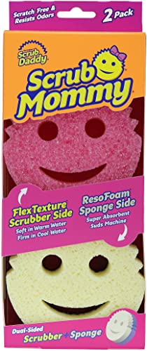 Scrub Daddy Scrub Mommy Putzschwamm, Topfreiniger Küchenschwämme, Putzmittel mit Texturveränderung, kratzfreier Spülschwamm, geruchsresistenter Smiley Schwamm, Geschirrschwamm - 2er-Pack Rosa von Scrub Daddy