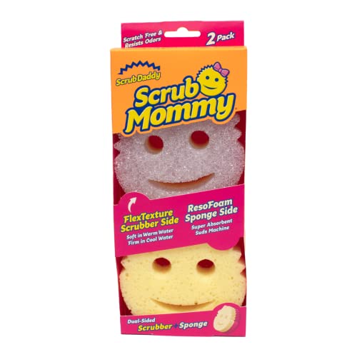 Scrub Daddy Scrub Mommy Scheuerschwamm, Topfreiniger Schwamm Küche, Putzmittel mit Texturveränderung, kratzfreier Smiley Spülschwamm, geruchsresistente Schwämme, Geschirrschwamm - 2er-Pack Violett von Scrub Daddy