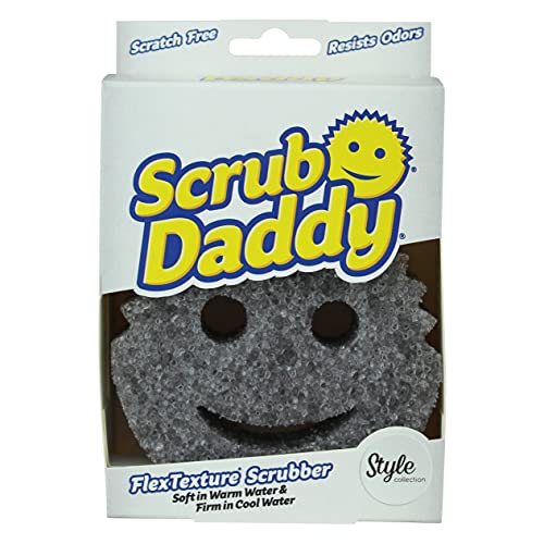 Scrub Daddy Original Spülschwamm, Reinigungsschwamm Smiley Form - Putzschwamm mit Texturveränderung, kratzfreier Schwamm Küche, Scheuerschwamm, Schmutzradierer, spülmaschinenfest - Style Grau von Scrub Daddy