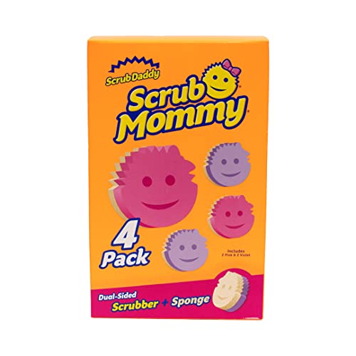 Scrub Daddy Scrub Mommy Putzschwamm, Topfreiniger Küchenschwämme, Putzmittel mit Texturveränderung, kratzfreier Spülschwamm, geruchsresistenter Smiley Schwamm, Geschirrschwamm - 4er Pack Assortiert von Scrub Daddy