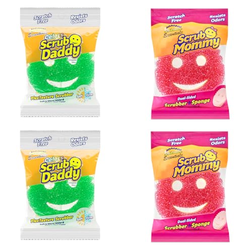 Scrub Mommy & Scrub Daddy Essentials Bundle - Washing Up Sponges Multipack, Dish Sponge for Cleaning Kitchen & Bathroom, Scratch-Free Cleaning Sponge, Odour Resistant, Dishwasher Safe - Pack of 4 Scrub Mommy & Scrub Daddy Essentials Bundle - Washing Up Sponges Multipack, Dish Sponge for Cleaning Kitchen & Bathroom, Scratch-Free Cleaning Sponge, Odour Resistant, Dishwasher Safe - Pack of 4 von Scrub Daddy