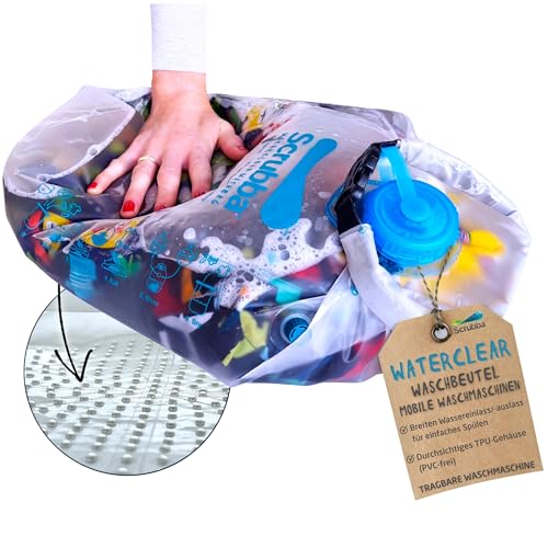 Scrubba WATERCLEAR Waschbeutel – Tragbare Waschmaschine mit breiter Einfüllöffnung – Für Camping, Hotels, Reisen & Babywäsche – Manuell, kompakt & leicht – Waschbeutel für unterwegs – 195g Scrubba WATERCLEAR Waschbeutel – Tragbare Waschmaschine mit breiter Einfüllöffnung – Für Camping, Hotels, Reisen & Babywäsche – Manuell, kompakt & leicht – Waschbeutel für unterwegs – 195g von Scrubba