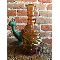 Vintage Retro 1970 Gebrannte Orange Glas Flasche Schnaps Dekanter von ScrumpdiddlyDesigns