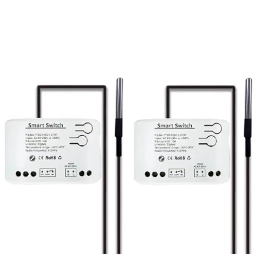 Sctecoau 2-Teiliger Tuya Smart Zigbee-Schalter mit Temperatursensor, Passives Trockenkontakt-Zigbee-Relais, Funktioniert mit Home Assistant AC85-250V Sctecoau 2-Teiliger Tuya Smart Zigbee-Schalter mit Temperatursensor, Passives Trockenkontakt-Zigbee-Relais, Funktioniert mit Home Assistant AC85-250V von Sctecoau