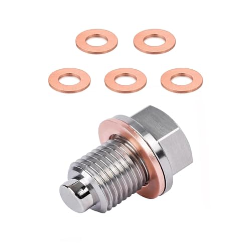 Sctecoau M14 X 1,5 Magnetischer Ölablassstopfen, Ölwannen-Ablassmutterschraube mit 5 Quetschscheibendichtungen, Auslaufsicherer Ölablassstopfen- Sctecoau M14 X 1,5 Magnetischer Ölablassstopfen, Ölwannen-Ablassmutterschraube mit 5 Quetschscheibendichtungen, Auslaufsicherer Ölablassstopfen- von Sctecoau