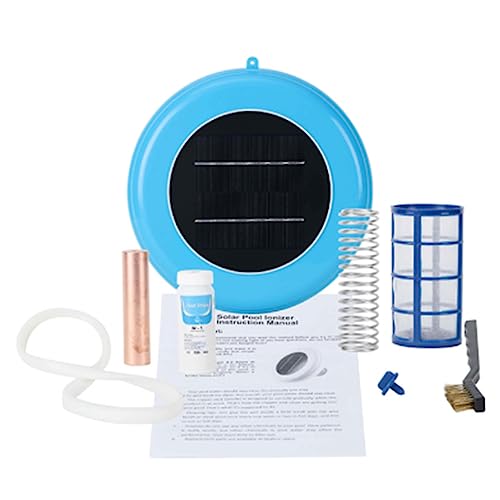 Sctecoau Solar-Pool-Ionisator, Kupfer, Silberionen, Schwimmbadreiniger, Algenbeständigkeit, niedriger Chlorgehalt, Outdoor-Schwimmreiniger (blau) von Sctecoau