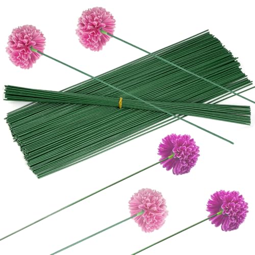 Sctmda Blumenstieldraht 100 Stück Blumenstamm 40 cm Drahtstiele Blumen Grüne Stiel Draht Floristikdraht Grün Steckdraht Kunstoff Blumendraht Stammdraht Basteldraht Grün Floristendraht für Handwerk von Sctmda