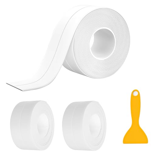 Sctmda Dichtungsband Selbstklebend Weiß 3 Rollen Dichtband Selbstklebend Dusche Selbstklebendes Dichtungsstreifen Sealing Tape Sockelleiste Selbstklebend für Küche Badezimmer 3,8 x 320cm von Sctmda