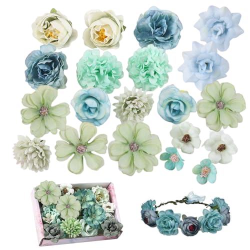 Sctmda Kunstblumen Blumenköpfe 20 Stück Kunstblumen Basteln Grün Klein Kunstblumenköpfe Künstliche Blume Blütenköpfe Deko Klein Blumenköpfe Blütenköpfe Deko Mini Künstliche Blumen für DIY Hochzeit von Sctmda