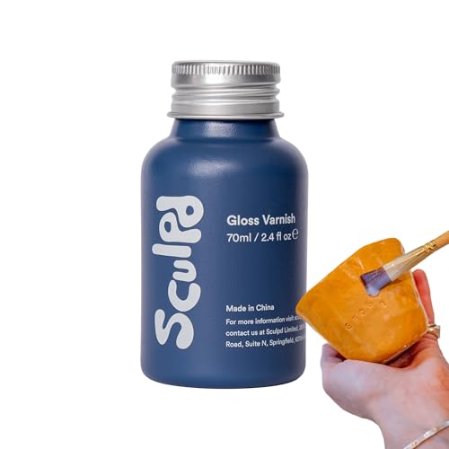Sculpd Klarlack für lufttrocknende Tonkeramik, glänzender Klarlack für Keramik und Acrylfarbe, wasserdichte Keramik zu Hause herstellen, farbloser kratzfester Lack, 70 ml (Glanz) von Sculpd