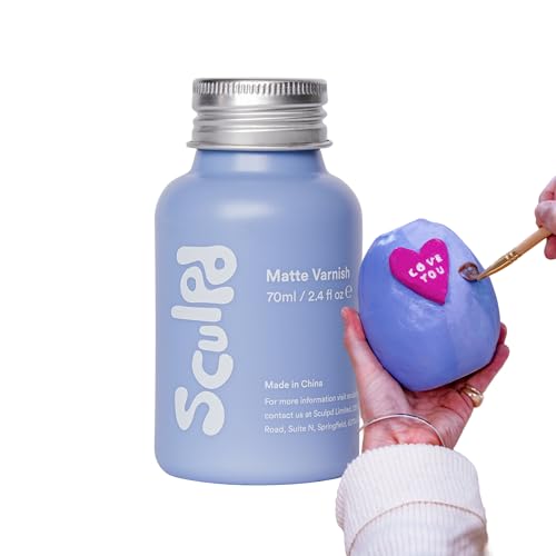 Sculpd Klarlack für lufttrocknende Tonkeramik, matter Klarlack für Keramik und Acrylfarbe, wasserdichte Keramik zu Hause herstellen, farbloser kratzfester Lack, 70 ml (Matt) von Sculpd