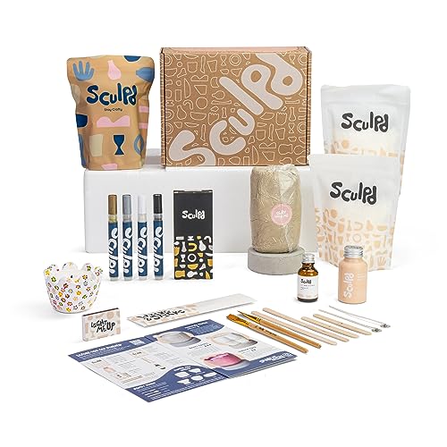 Sculpd Kerzenherstellung Töpfer-Set mit lufttrocknendem Ton und Acrylfarbstift, Anfänger-Kerzen-Starter-Kit für Erwachsene mit ungiftigem Öko-Sojawachs, duftendem Duftöl, Kerzenlack, Werkzeugen und Sculpd Kerzenherstellung Töpfer-Set mit lufttrocknendem Ton und Acrylfarbstift, Anfänger-Kerzen-Starter-Kit für Erwachsene mit ungiftigem Öko-Sojawachs, duftendem Duftöl, Kerzenlack, Werkzeugen und von Sculpd