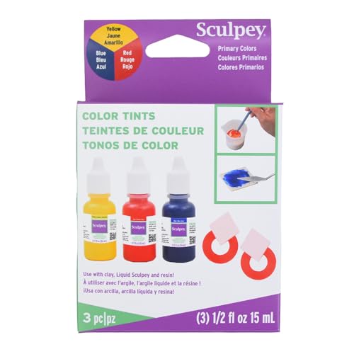 Sculpey Farbtöne, drei Farben: Rot, Blau und Gelb, für die Verwendung mit Polymerton, flüssigem Polymerton und Harz, 0,6 l Flaschen, ungiftig von Sculpey