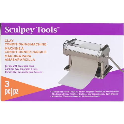 Sculpey Tools Clay Conditioning Pasta Machine, Polymer Oven-Bake Clay Tool, 9 Thickness Settings, Includes Clamp and Hand Crank, Great for All Skill Levels and Craft Projects von Sculpey