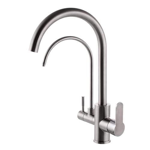 SdaryWare 3-Wege-Wasserhahn Edelstahl gebürstet Wasserhahn Schwenkbar Warm- und Kaltwasser Spültischarmatur-B,A von SdaryWare