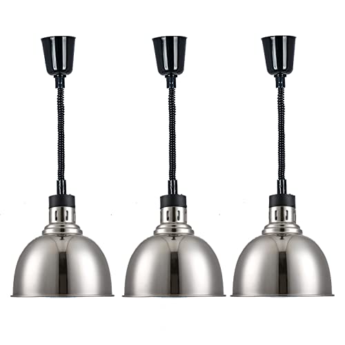 SdaryWare 3 stücke Hängende Lebensmittel Wärmelampe W/Glühbirne, Kommerzielle Speisenwärmer Lampe Versenkbare Heizung Kronleuchter,Silver SdaryWare 3 stücke Hängende Lebensmittel Wärmelampe W/Glühbirne, Kommerzielle Speisenwärmer Lampe Versenkbare Heizung Kronleuchter,Silver von SdaryWare