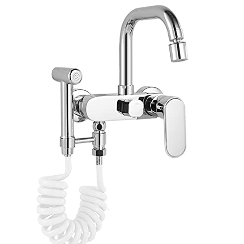 SdaryWare An der Wand montierter Küchenhahn mit Sprühpistole, 360 ° schwenkbarer Küchenspülenhahn mit Doppelfunktionssprüher, Einhebel-Küchenmischbatterie aus Messing für SdaryWare An der Wand montierter Küchenhahn mit Sprühpistole, 360 ° schwenkbarer Küchenspülenhahn mit Doppelfunktionssprüher, Einhebel-Küchenmischbatterie aus Messing für von SdaryWare
