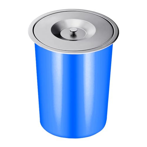 SdaryWare Eingebauter Mülleimer aus Kunststoff für die Arbeitsplatte, runder Abfalleimerdeckel aus Edelstahl, platzsparender, eleganter Mülleimer für Küchenvorbereitungss,Silver-8L von SdaryWare