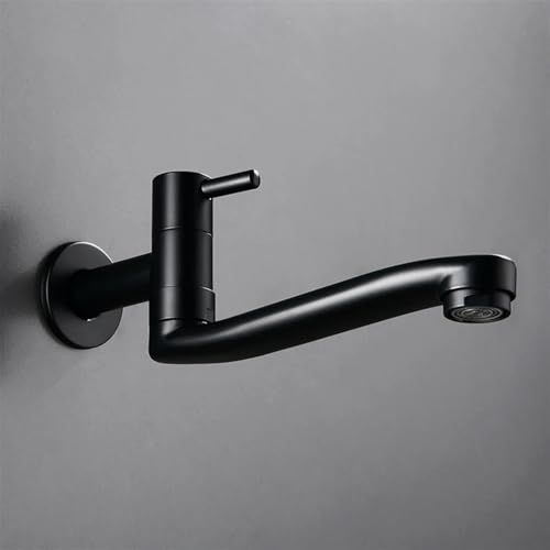 SdaryWare Einzelner Kaltwasser-Wandwaschbeckenhahn Schwarzer Küchenhahn Gartenmopphähne Wandmontierter Badewannenhahn, Küchenspülhahn,One Color-25cm von SdaryWare