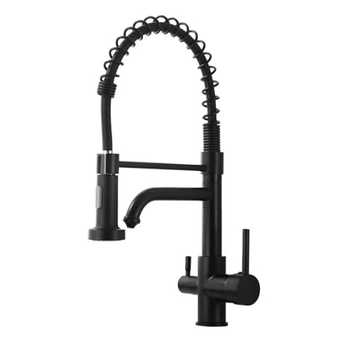 SdaryWare Küchenarmatur 3-Wege-Schwenkarmatur aus Messing mit Küchenwasserfilter-Wasserhahn-Schwarz von SdaryWare