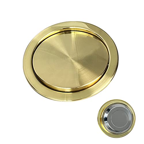SdaryWare Mülleimer-Ausgleichsklappenabdeckung, eingebettete Arbeitsplatte, eingebauter Mülleimer, drehbarer Deckel, Küchenschrank, runder Abfalleimer aus gebürstetem Ede,Gold von SdaryWare