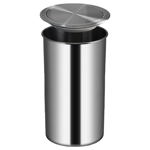 SdaryWare Mülleimer mit Klappdeckel aus Edelstahl, versenkter Abfallschacht auf der Arbeitsplatte, eingebauter Metall-Mülleimerdeckel, eingebetteter Papierkorb für Küchen,9L B von SdaryWare