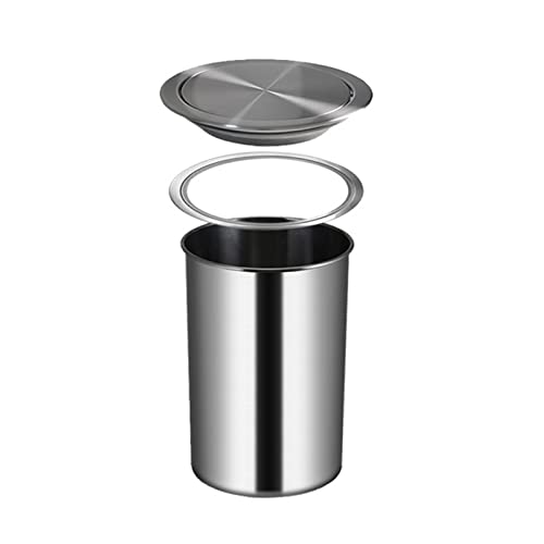 SdaryWare Mülleimer mit Klappdeckel für die Küche, Kleiner, in die Arbeitsplatte integrierter Mülleimer mit Deckel, runder Abfalleimer aus Edelstahl mit 9,12 Litern Fassu,12L von SdaryWare