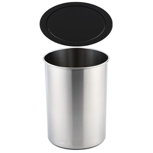 SdaryWare Orbicular Desktop-Mülleimer, Edelstahl-Balance-Schwingklappendeckel, runde versenkte Arbeitsplattenabdeckungen, stilvoller Küchenbank-Abfalleimer für vielseitig,Black von SdaryWare