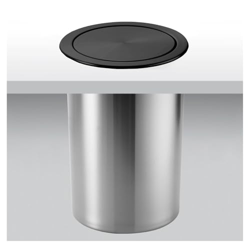 SdaryWare Runder Mülleimer mit Schwingklappendeckel, versteckter Mülleimer aus Edelstahl auf der Arbeitsplatte, integrierter platzsparender Mülleimerdeckel für die Arbeit,Black-One Size SdaryWare Runder Mülleimer mit Schwingklappendeckel, versteckter Mülleimer aus Edelstahl auf der Arbeitsplatte, integrierter platzsparender Mülleimerdeckel für die Arbeit,Black-One Size von SdaryWare