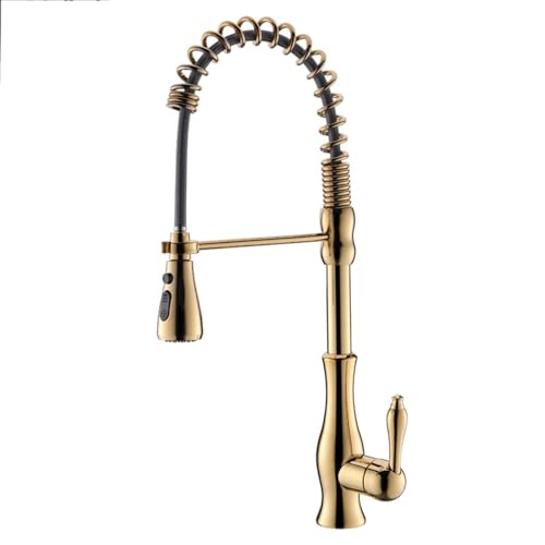 SdaryWare Spültischarmaturen Küchenarmatur 2-Funktion Pull-Down-Sprüher Feder-Küchenspültischarmatur mit 360° schwenkbarem Auslauf Messing-Küchenmischbatterie für heiße u,Gold SdaryWare Spültischarmaturen Küchenarmatur 2-Funktion Pull-Down-Sprüher Feder-Küchenspültischarmatur mit 360° schwenkbarem Auslauf Messing-Küchenmischbatterie für heiße u,Gold von SdaryWare