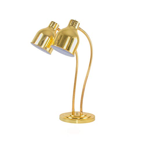 SdaryWare Wärmelampe für Speisen, Einzel-/Doppelbirnen, Buffet-Display, Heizung, Konservierungslicht, kommerzielle tragbare Wärmelampe,Gold von SdaryWare