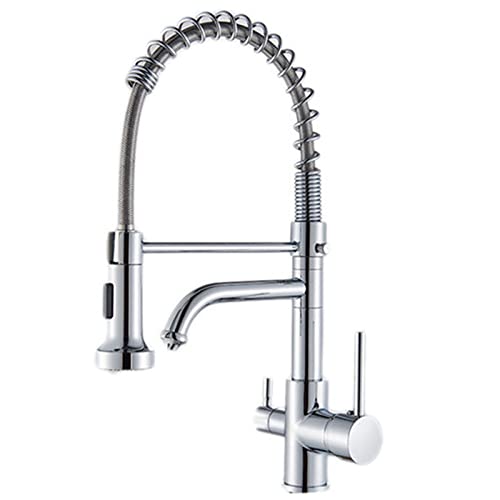 SdaryWare Way Spring Küchenarmatur mit Trinkwasserhahn, Messing-Zweigriff-Kalt- und Warmwasser-Küchenmischbatterie, 360° drehbare Küchenspülenarmatur mit 2 Modi, Pull-Put SdaryWare Way Spring Küchenarmatur mit Trinkwasserhahn, Messing-Zweigriff-Kalt- und Warmwasser-Küchenmischbatterie, 360° drehbare Küchenspülenarmatur mit 2 Modi, Pull-Put von SdaryWare